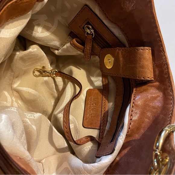 Michael Kors Tan Leather Shoulder Bag with Gold Accents - Picture 4 of 4